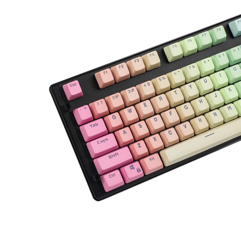 YMDK Double Shot 104 Dyed PBT Shine Through Keyset OEM Profile Keycap Set for Cherry MX Switches Mechanical Keyboard 104 87 61,Rainbow(Only Keycap) - Image 2